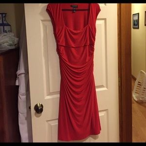 Red Ralph Lauren ruched dress. Size 8